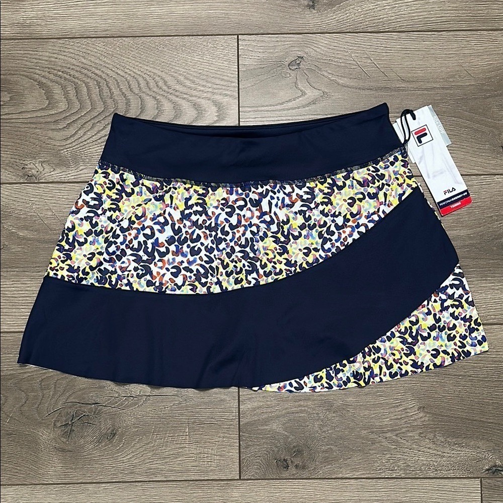 FILA 13" Backspin Tennis Skirt‎ Skort Blue Print Size Small